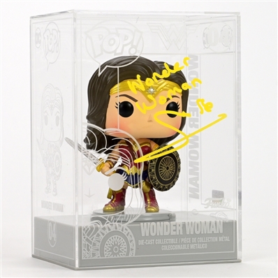 Gal Gadot Autographed Wonder Woman Pop Die-Cast Figure #04 with Wonder Woman Inscription