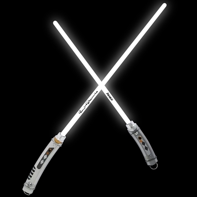 Rosario Dawson Autographed Star Wars Ahsoka Tano Legacy Lightsaber Set