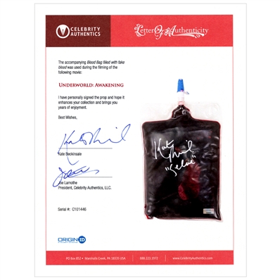Kate Beckinsale Autographed 2012 Underworld Awakening Screen Used Blood Pack