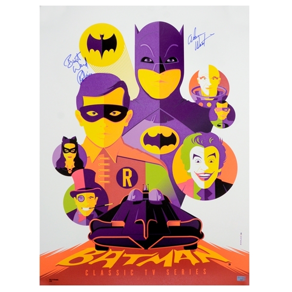 Adam West, Burt Ward Autographed 2013 Mondo Tom Whalen 1966 Batman Classic 18x24 Silkscreen Print