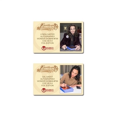Lynda Carter, Gal Gadot Autographed 2023 Wonder Woman #799 Rahzzah Variant CGC SS 9.8
