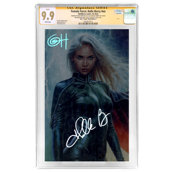 Halle Berry, Greg Horn Autographed 2024 Storm Metal Virgin Cover CGC SS 9.9 