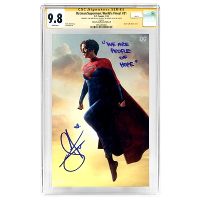 Sasha Calle Autographed 2023 Batman Superman Worlds Finest #21 Supergirl Photo Variant CGC SS 9.8 with Inscription