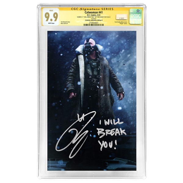 Tom Hardy Autographed 2022 Catwoman #41 Bane Variant CGC SS 9.9 with I Will Break You!